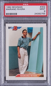 1992 Bowman #302 Mariano Rivera Rookie Card - PSA MINT 9